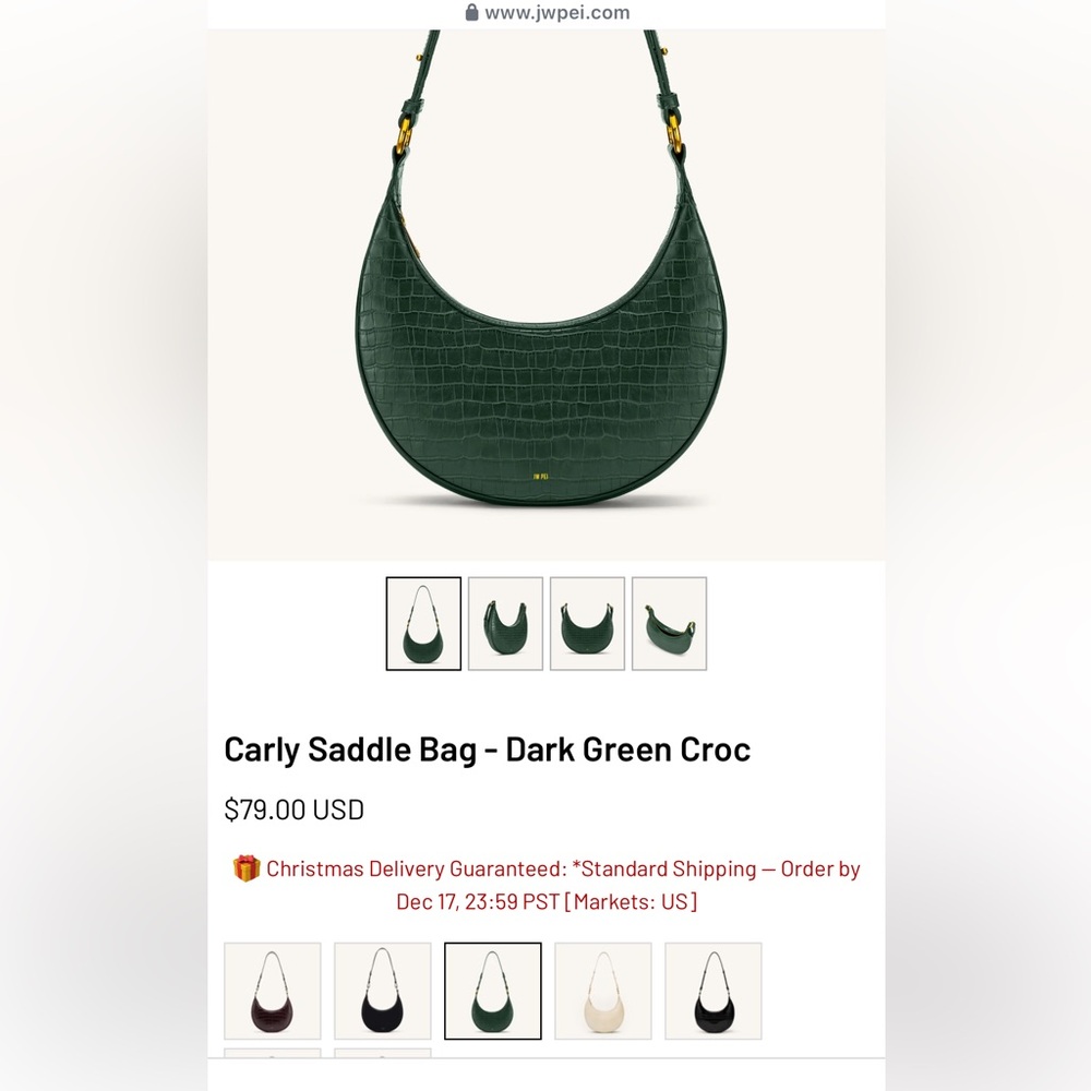 JW PEI Carly saddle bag in green - Picture 7 of 7